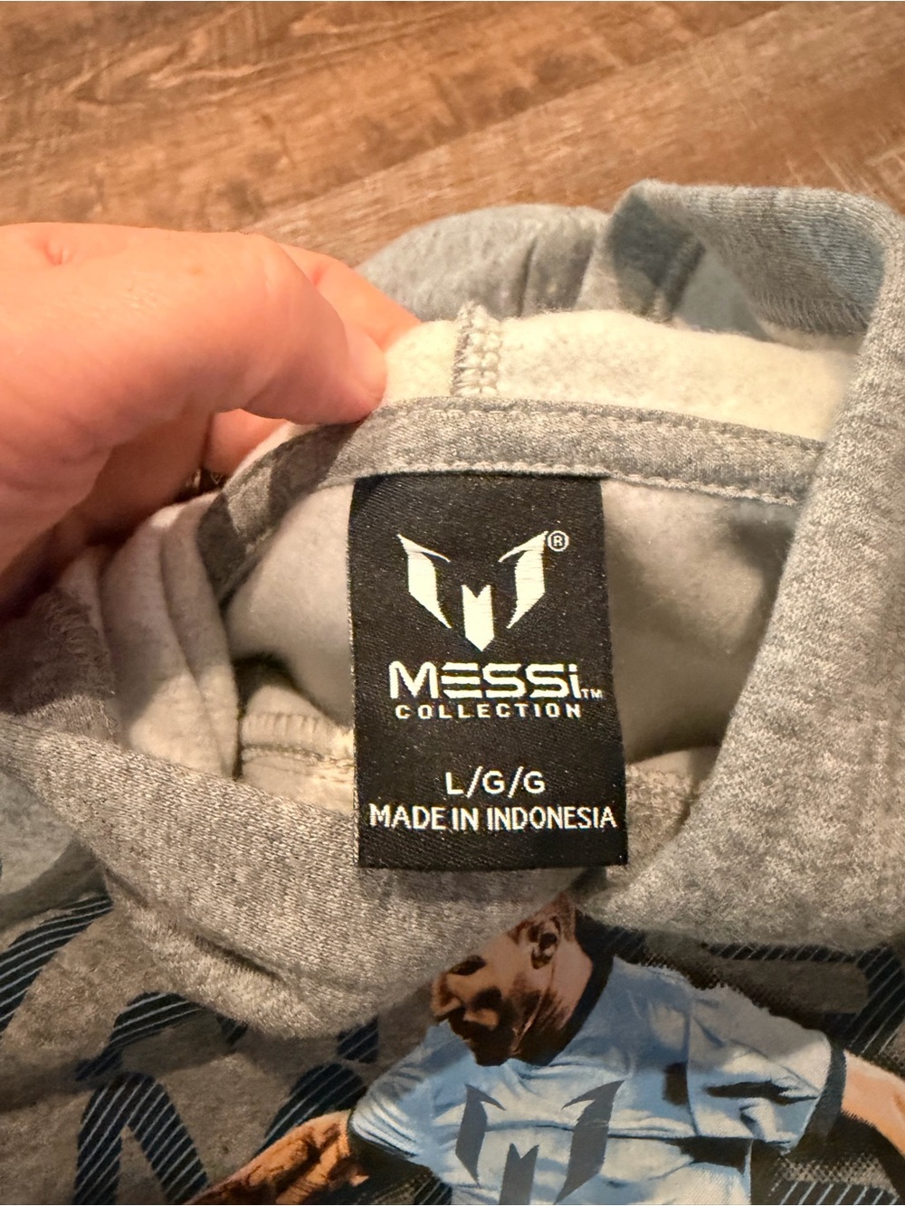 NWT Messi Collection Youth Large Hoodie Gray GOAT Graphic Pullover Sweatshirt - Picture 4 of 5